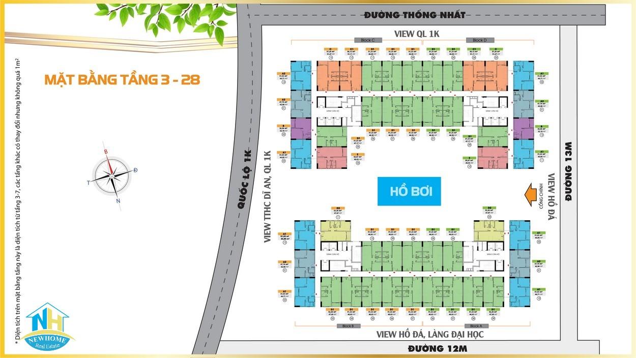 Mặt bằng tầng 3 Bcons Plaza