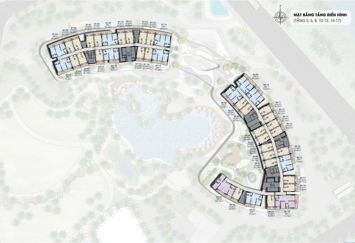 Mặt bằng tầng điển hình Marina District Quy Nhơn