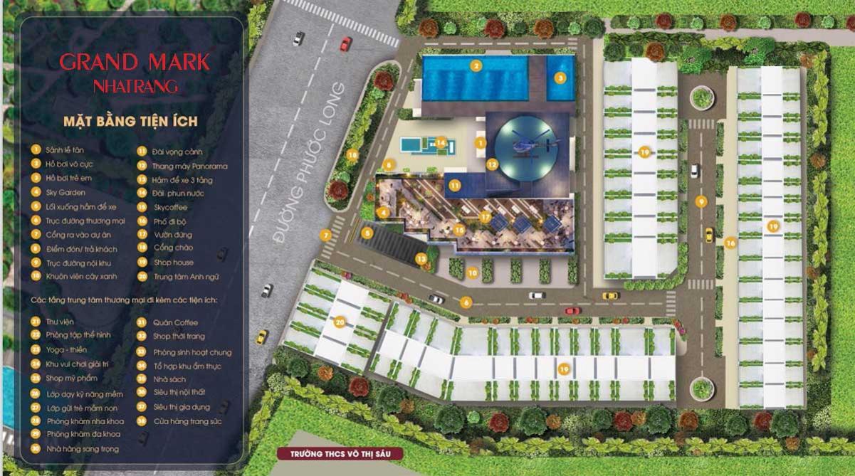 Mặt bằng tiện ích dự án Grand Mark Nha Trang