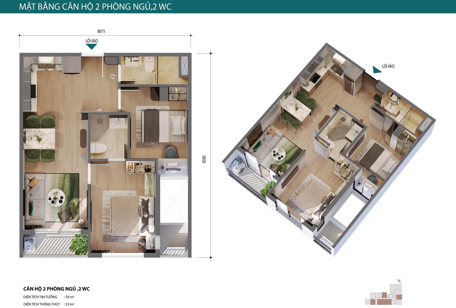 Thiết kế 2PN Sky Zen