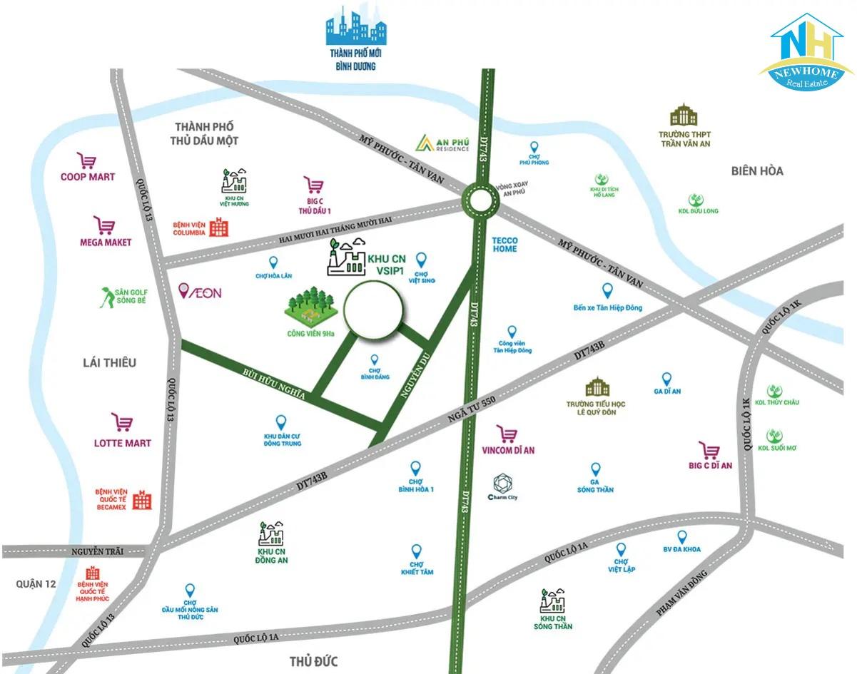 Vị trí Đất Xanh Homes Parkview