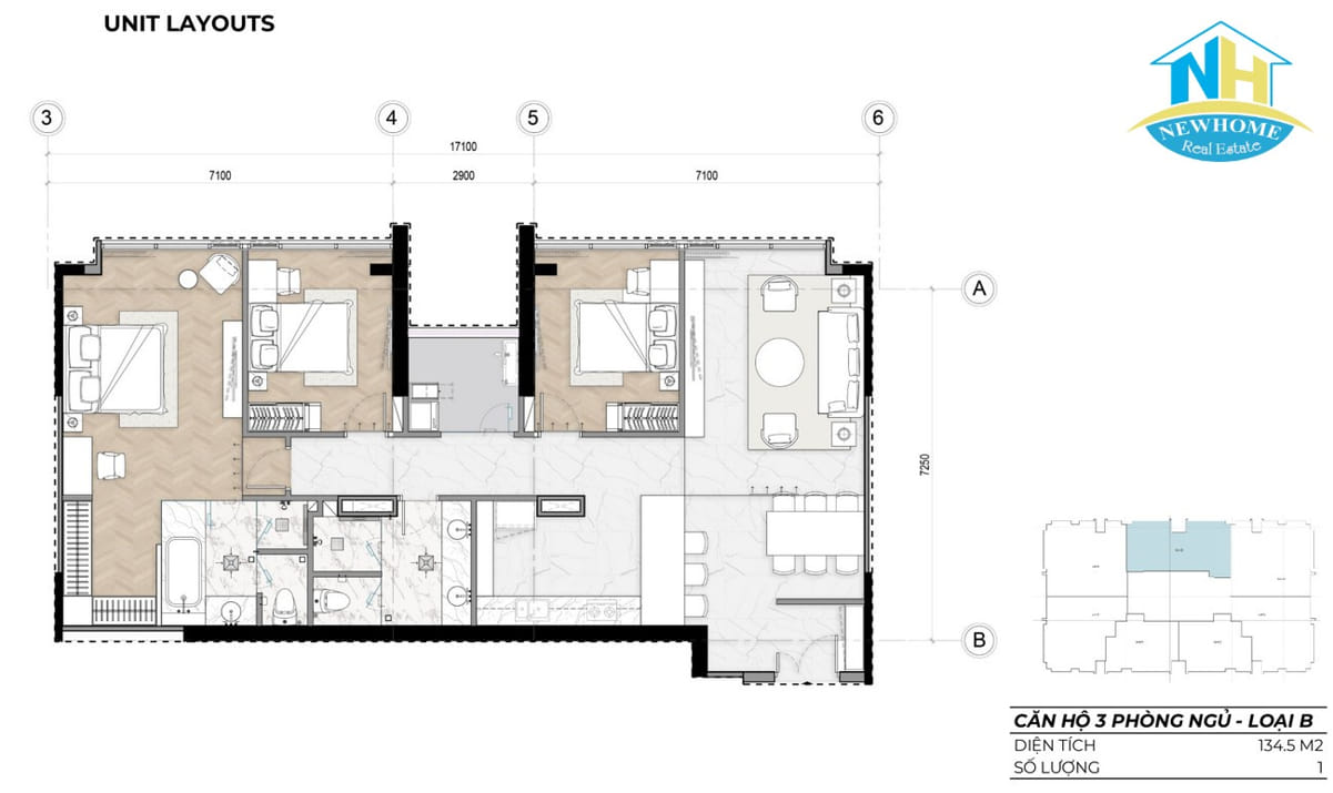 Thiết kế căn 3PN dự án Stella Residence