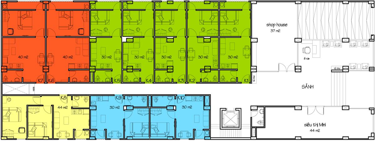 Mặt bằng căn hộ K-Home