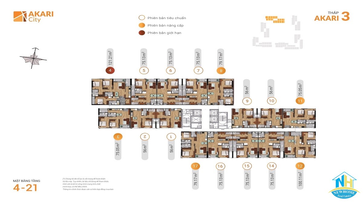 Akari City Bình Tân Mặt bằng Tháp 3 Akari City