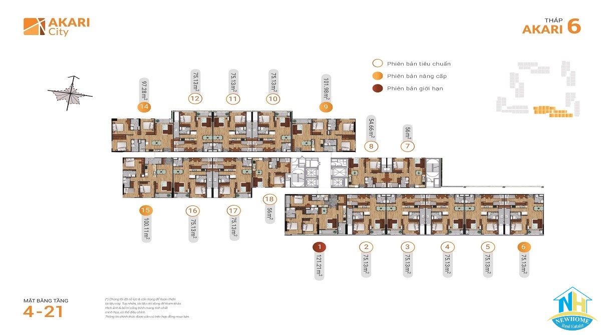 Akari City Bình Tân Mặt bằng Tháp 6 Akari City