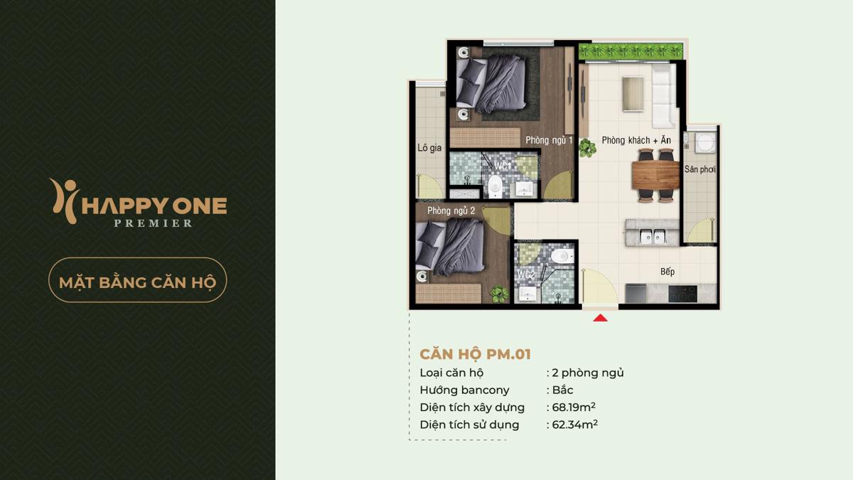 Dự án căn hộ Happy One Premier Quận 12 Mặt bằng căn hộ Happy One Premier