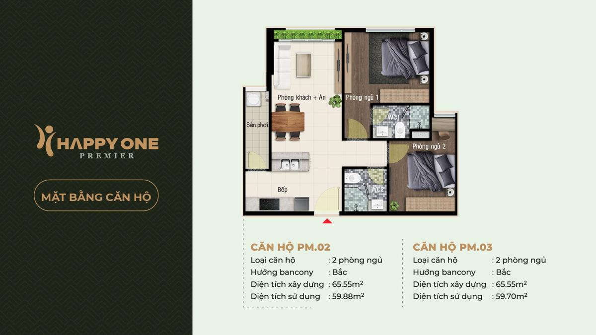 Dự án căn hộ Happy One Premier Quận 12 Mặt bằng căn hộ Happy One Premier