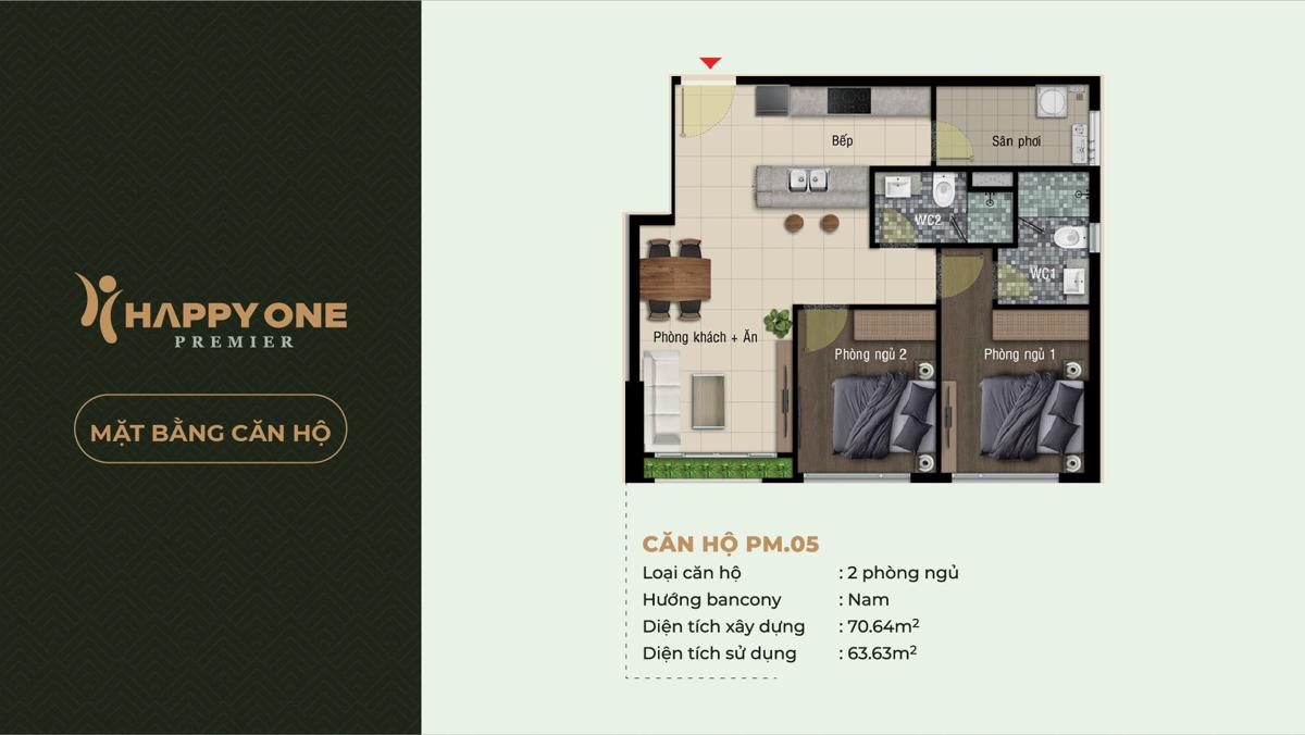 Dự án căn hộ Happy One Premier Quận 12 Mặt bằng căn hộ Happy One Premier