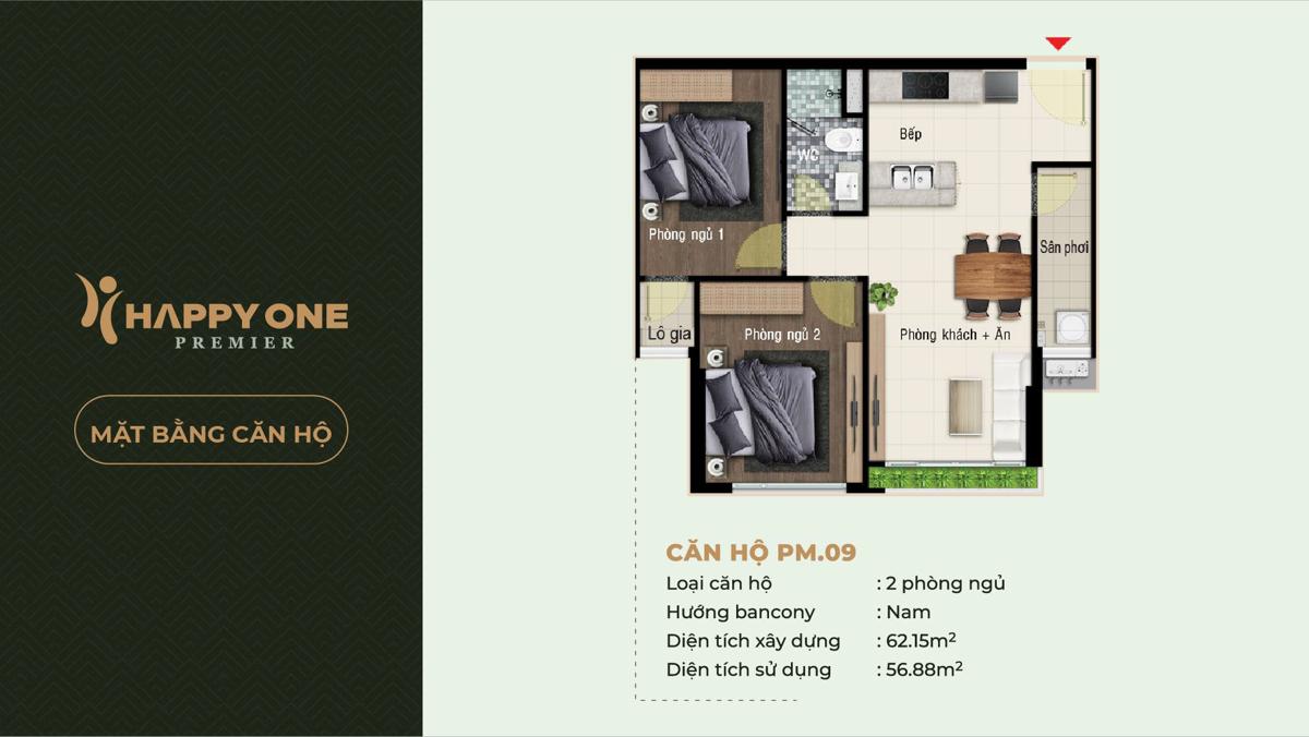 Dự án căn hộ Happy One Premier Quận 12 Mặt bằng căn hộ Happy One Premier
