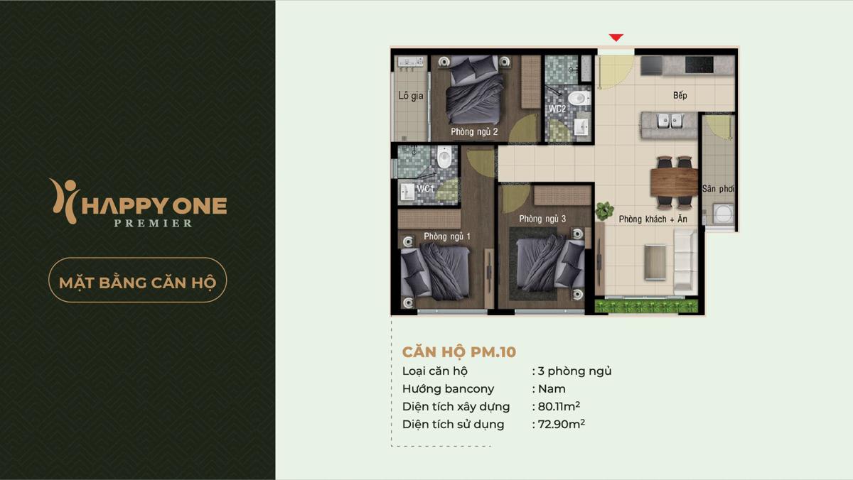 Dự án căn hộ Happy One Premier Quận 12 Mặt bằng căn hộ Happy One Premier