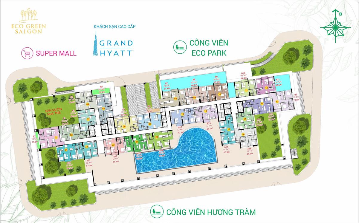 Eco Green Sài Gòn Mặt bằng căn hộ dự án Eco Green Sài Gòn