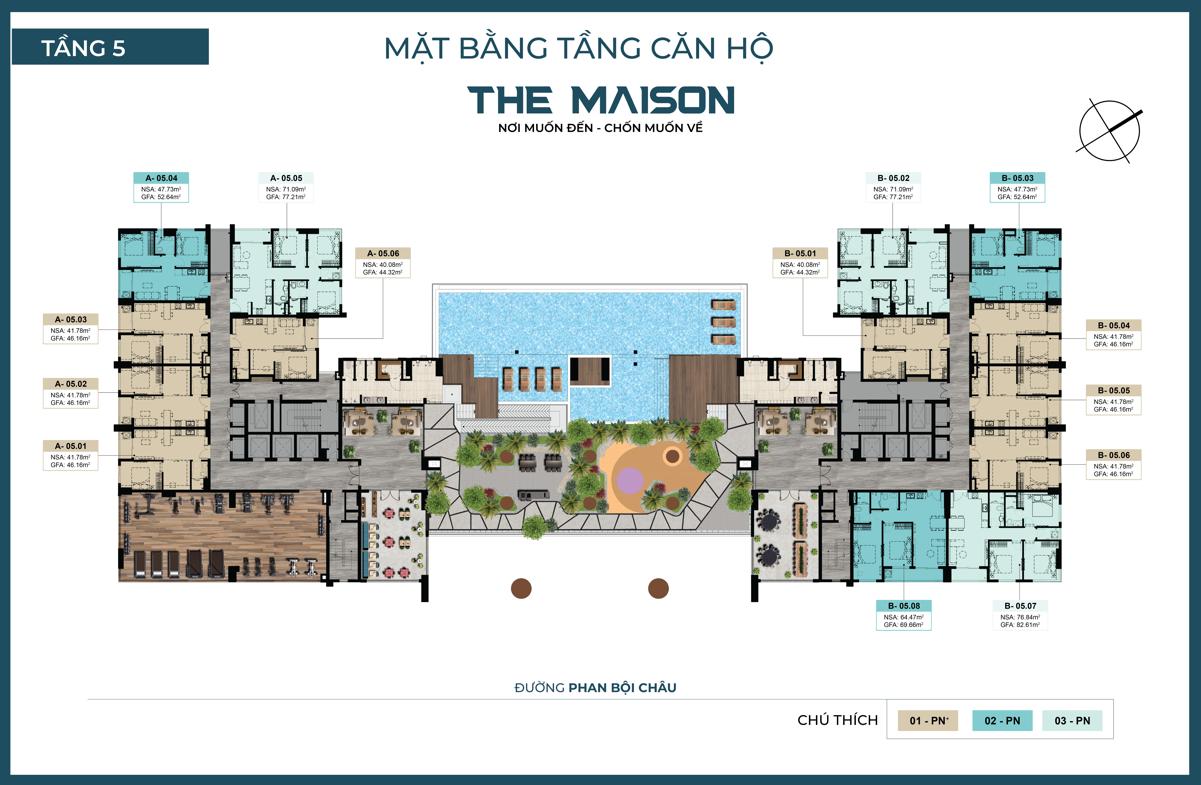 The Maison Bình Dương Mặt bằng tầng 5 dự án The Maison Thủ Dầu Một