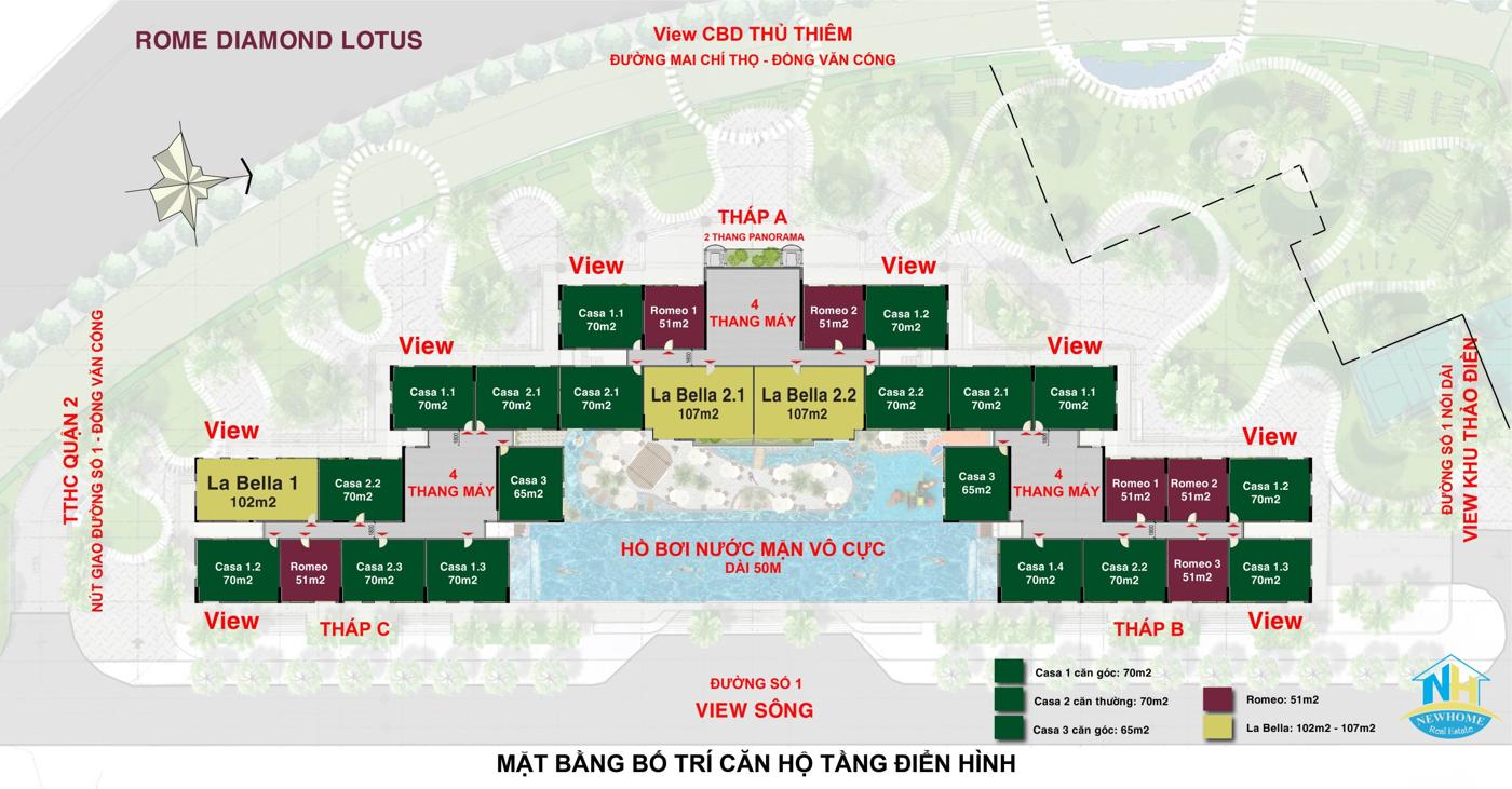 Rome Diamond Lotus Thủ Đức Mặt bằng tầng điển hình Rome Diamond Lotus