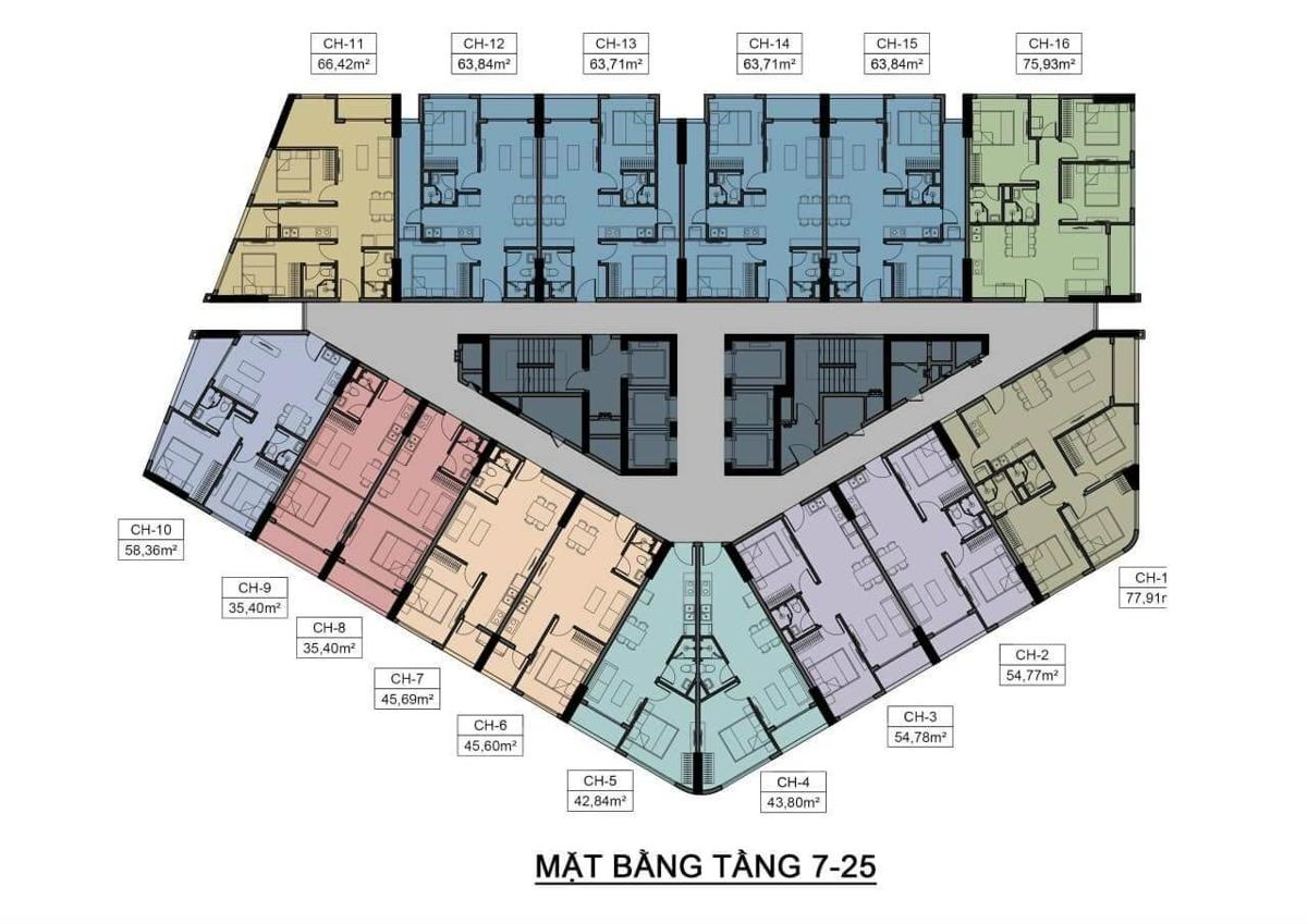 Mặt bằng tầng dự án Phú Tài Central Life