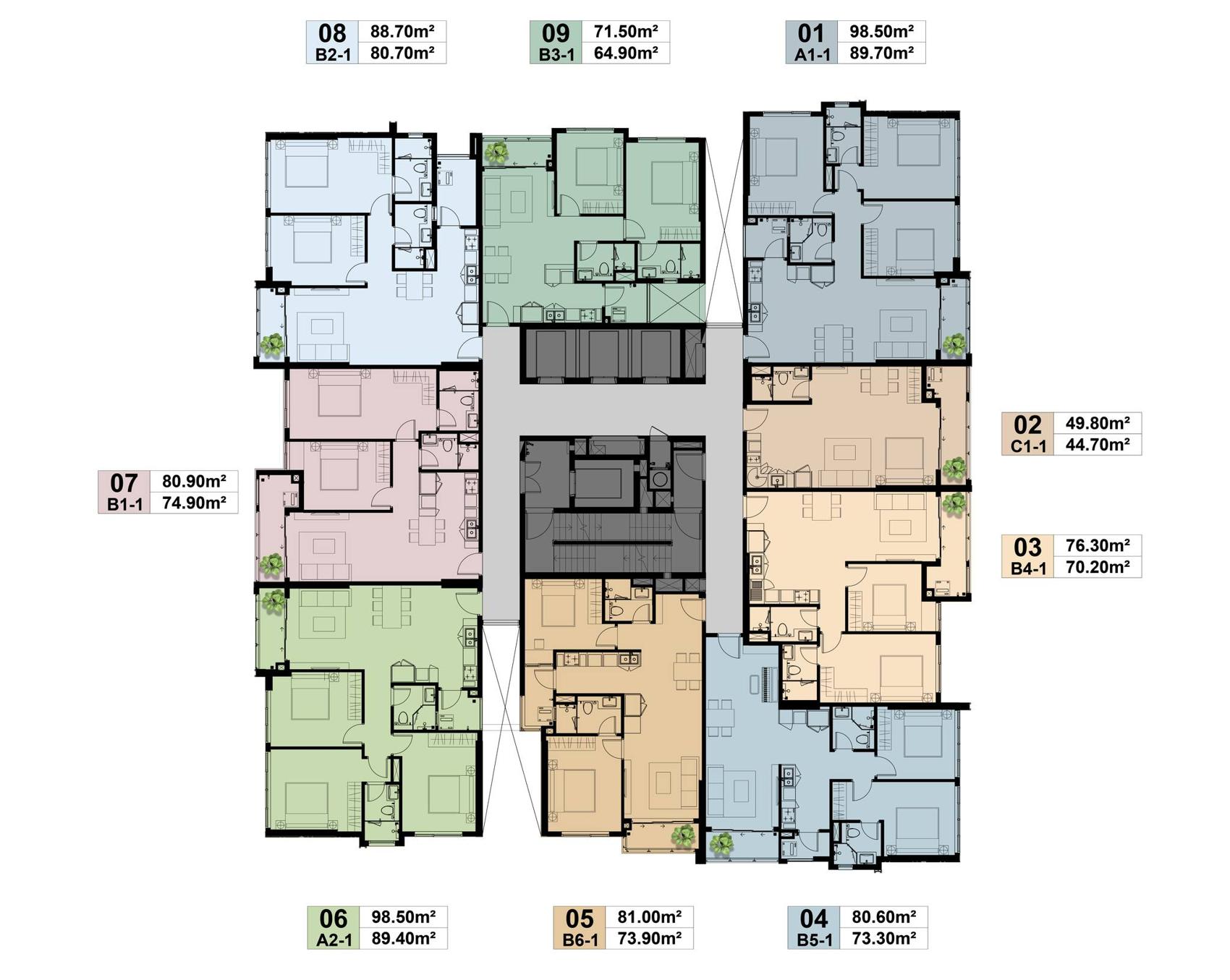 Mặt bằng tầng điển hình block 5 -6 -7 The Prive
