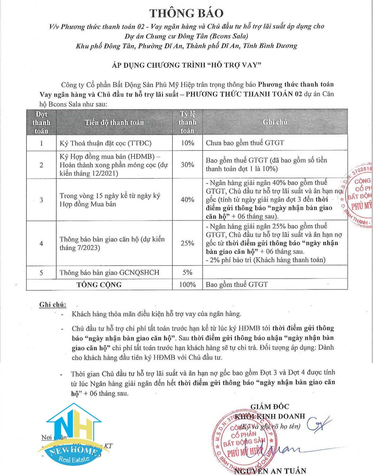 Phương thức thanh toán Bcons Sala