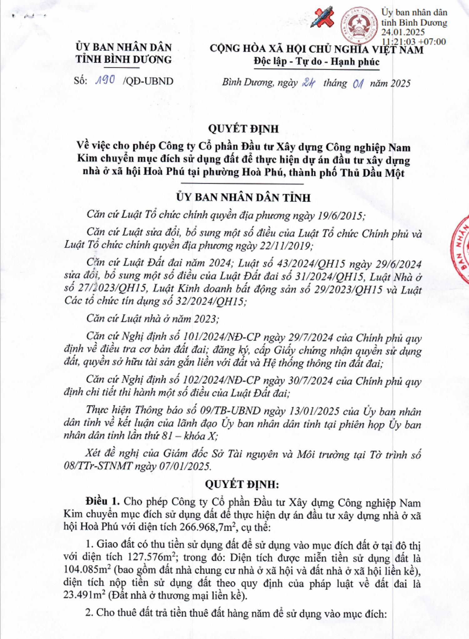 Quyết định sử dụng đất K-Home New City