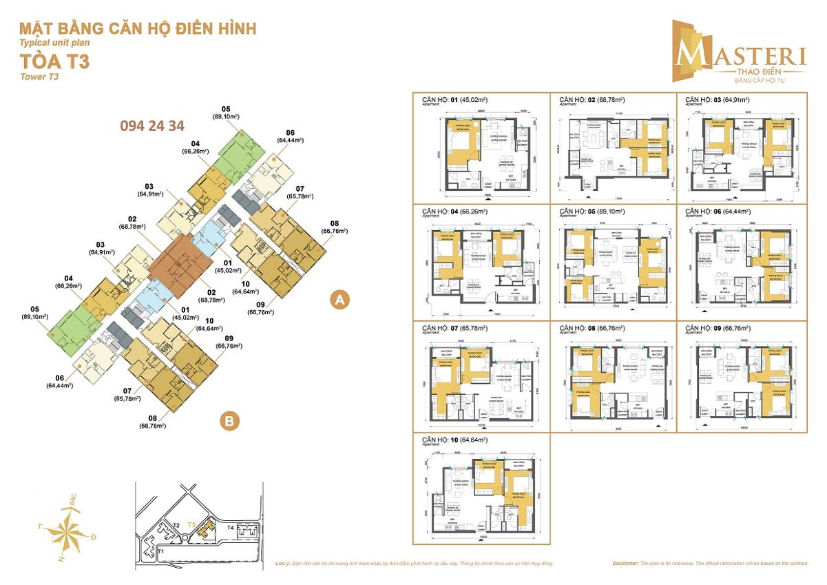 Mặt bằng & thiết kế căn hộ Masteri Thảo Điền