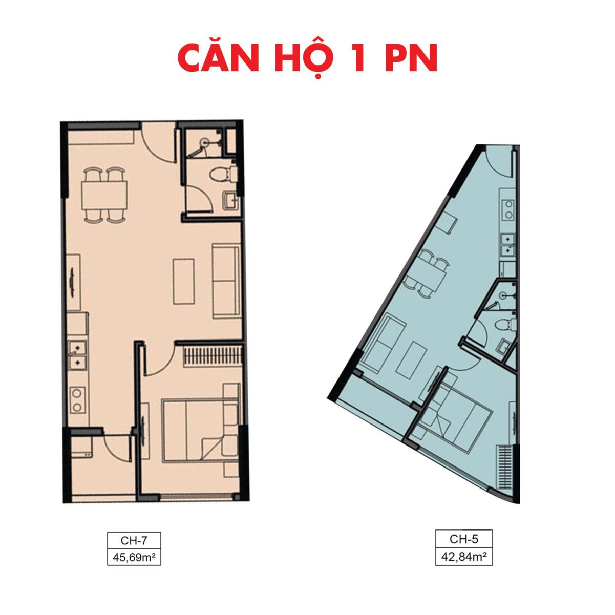 Thiết kế 1 phòng ngủ dự án Phú Tài Central Life