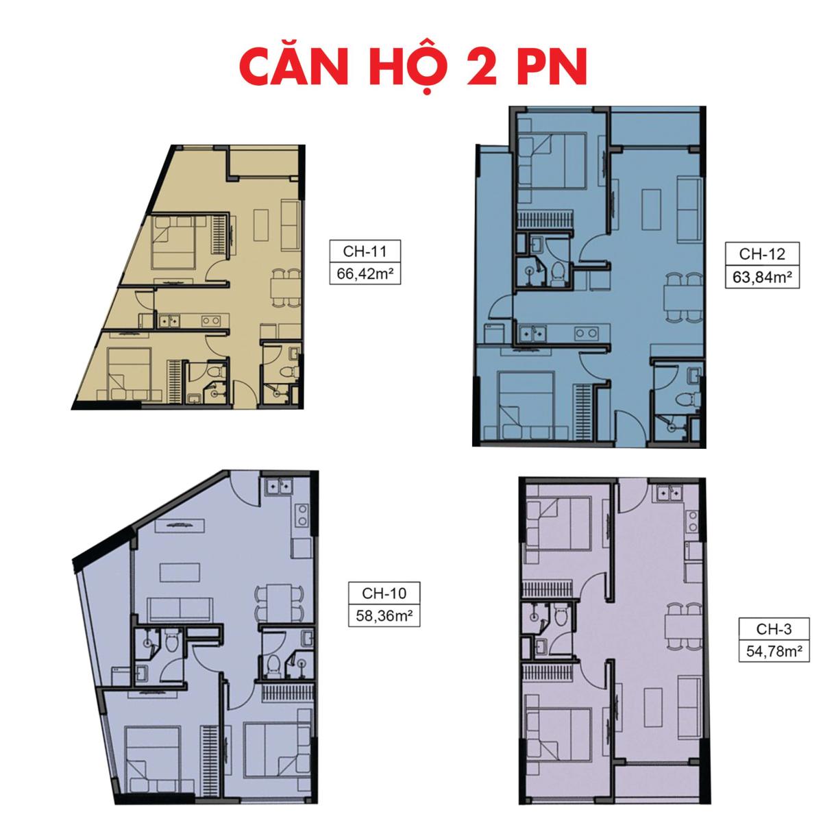 Thiết kế 2 phòng ngủ dự án Phú Tài Central Life