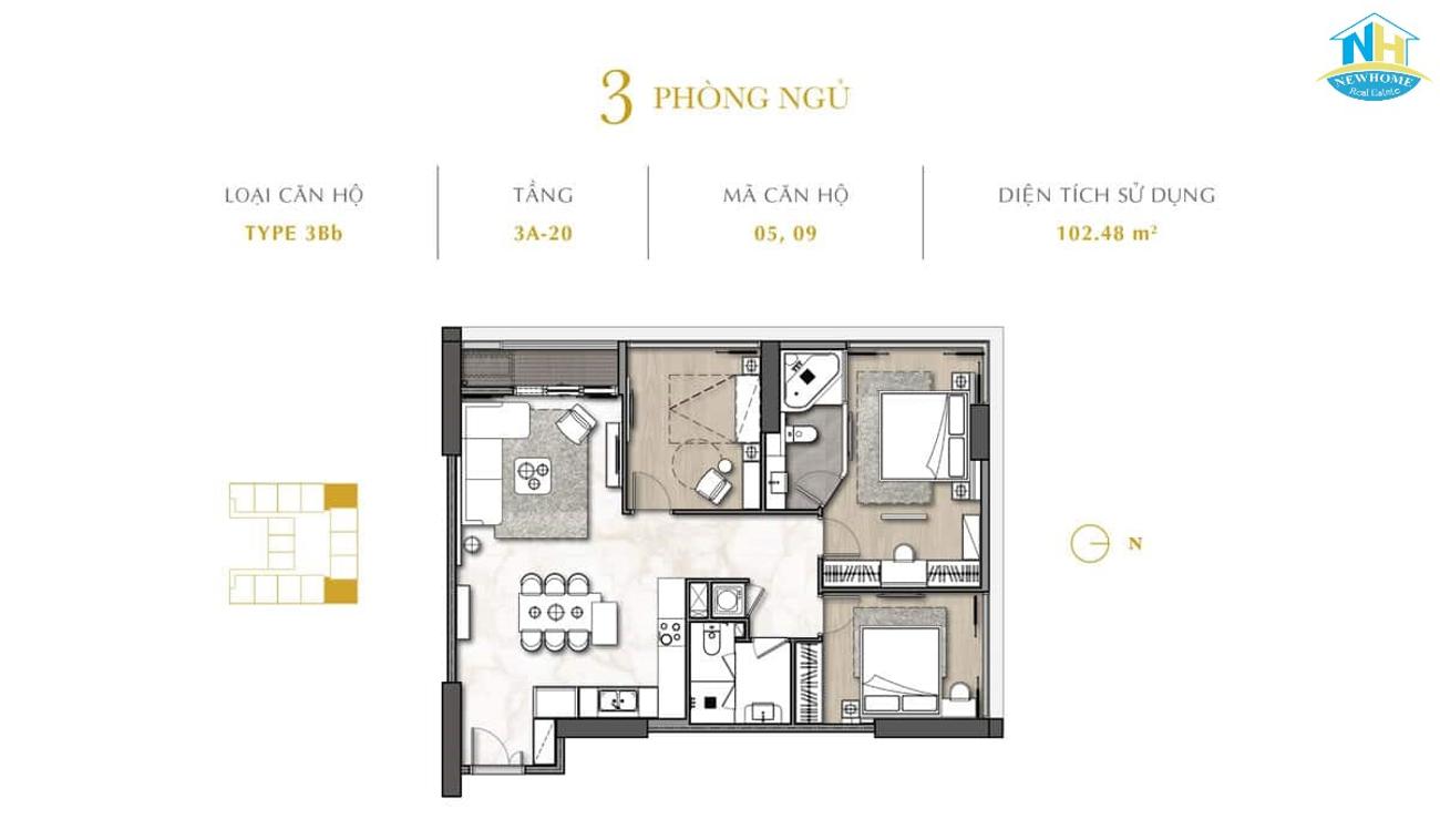 The Royal Đà Nẵng Thiết kế 3 phòng ngủ The Royal Đà Nẵng