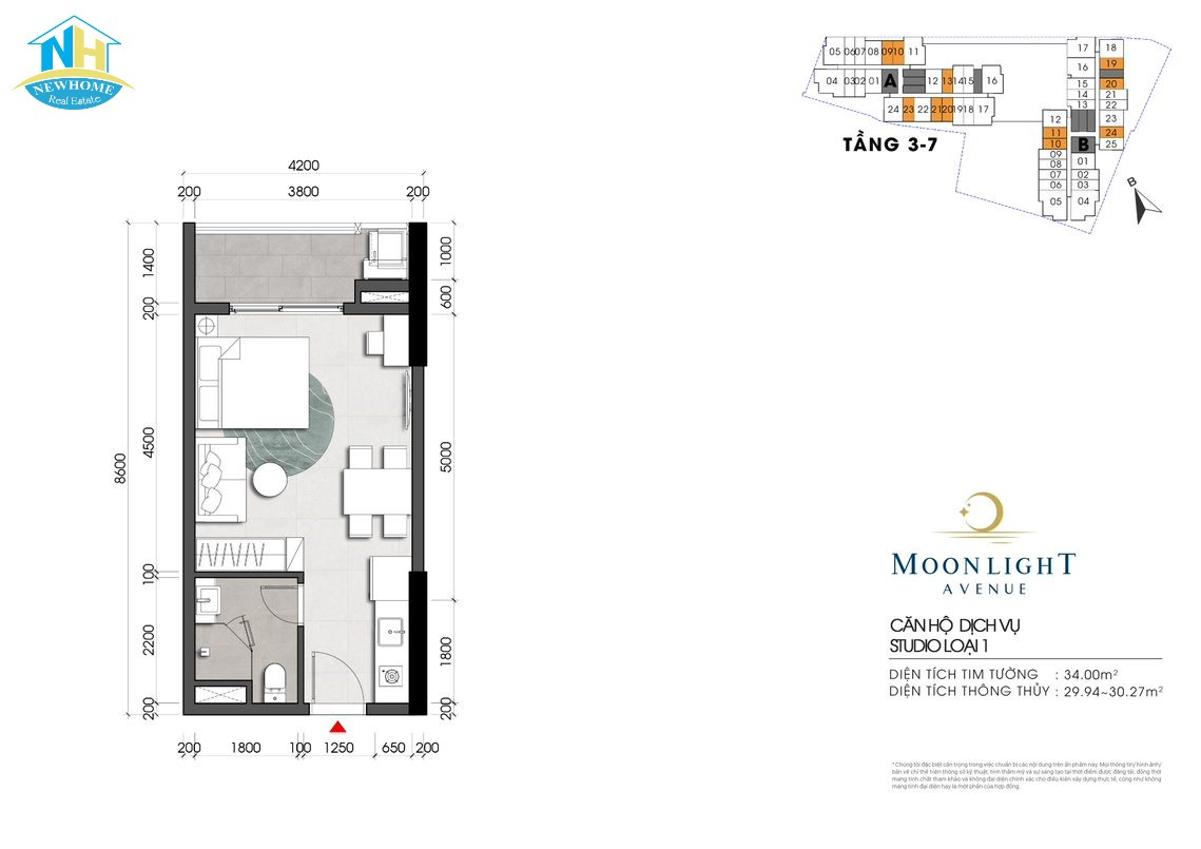 Thiết kế căn Studio dự án Moonlight Avenue Thủ Đức