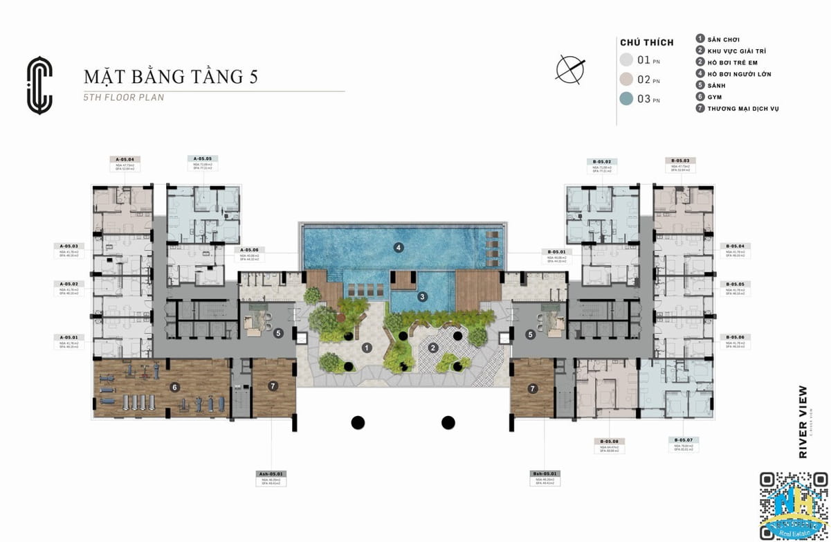 C River View Bình Dương Mặt bằng căn hộ dự án C River View