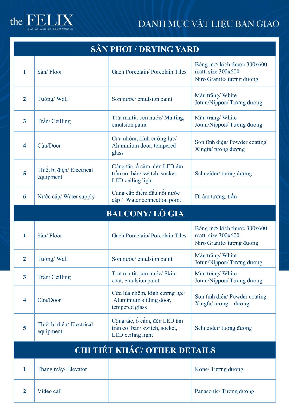 The Felix Thuận An Bình Dương Vật liệu bàn giao The Felix