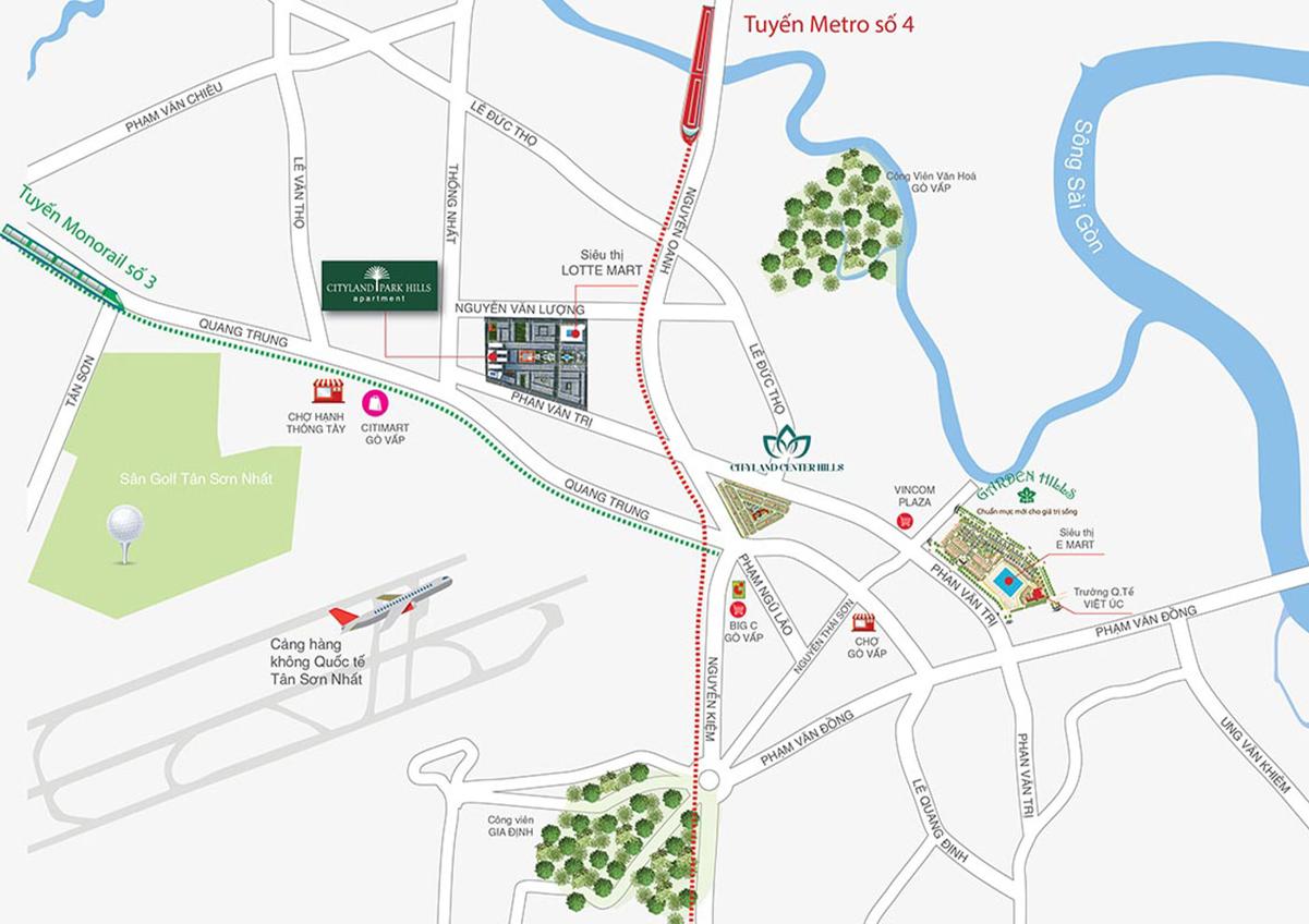 Vị trí căn hộ Cityland Park Hills