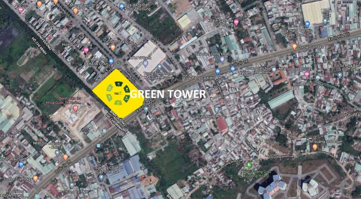 Green Tower Vị trí dự án Green Tower Dĩ An Bình Dương