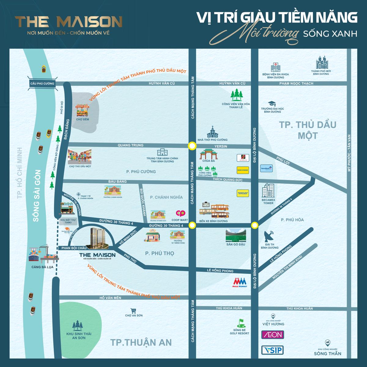 The Maison Bình Dương Vị trí dự án The Maison Thủ Dầu Một